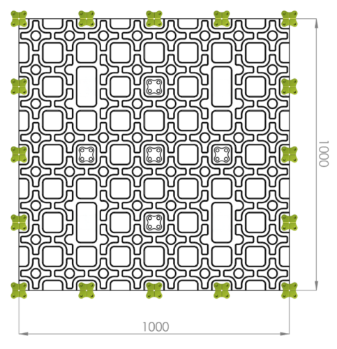 podłoga gumowa 4-pin łączona overlayer kwadrat