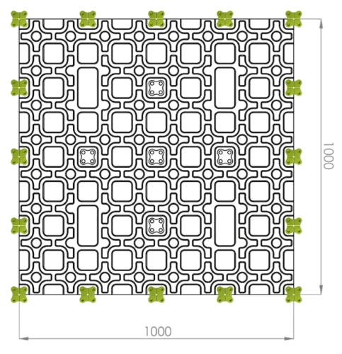 podłoga gumowa 4-pin łączona overlayer kwadrat